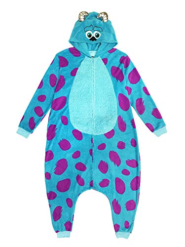 Disney Monsters Inc. Adult Sulley Kigurumi Sherpa Fleece Cosplay Costume One Piece Union Suit (L/XL) Blue