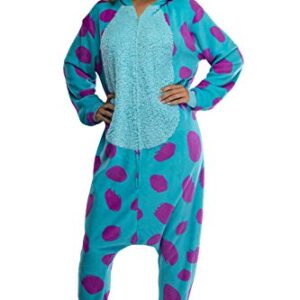 Disney Monsters Inc. Adult Sulley Kigurumi Sherpa Fleece Cosplay Costume One Piece Union Suit (L/XL) Blue