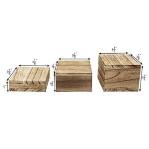 MOOCA Wooden 3 Pcs Square Risers for Display Jewelry and Accessories Display Stand, Wooden Risers for Display, Wood Display Stand Wooden Display Risers, Oak Color