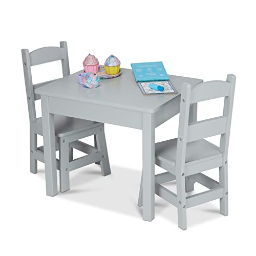 Melissa & Doug Table & Chairs-Gray Furniture - Wooden Activity Play Table And Chairs Set For Kids