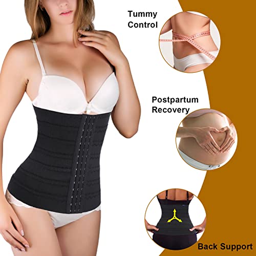 Nebility Women Waist Trainer Shapewear Tummy Control Waist Cincher Slim Body Shaper Workout Girdle Underbust Corset (S, Black)