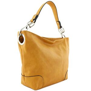 Hobo Shoulder Bag with Big Snap Hook Hardware (Mustard)