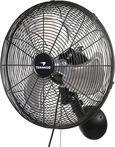 Tornado - 16 Inch Pro Series Oscillating Wall Mount Fan - High Velocity Heavy Duty Metal Wall Mount Fan for Industrial, Commercial, Residential, and Greenhouse Use - UL Safety Listed