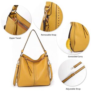 Montana West Large Leather Hobo Handbag for Women Studded Shoulder Bag Crossbody Purse (Mustard) MWC-1001MSTD