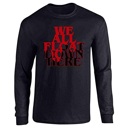 Pop Threads We All Float Down Here Horror Balloons Clown Long Sleeve Tee T-Shirt Black XL