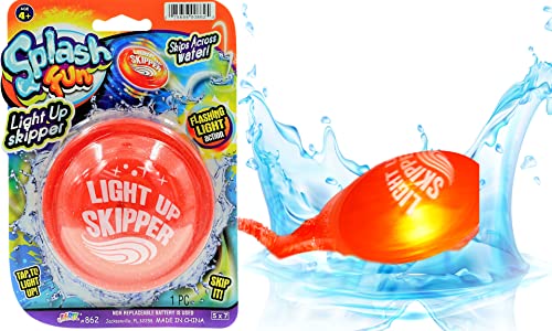 JA-RU Light Up Water Skipper Disc (1 Disc Toy) Water Hopper Bouncing Ball for Kids & Adult. Fun Summer Beach, Lake, & Swimming Pool Toys & Accessories. Outdoor Games. Easter Basket Stuffers. 862-1p