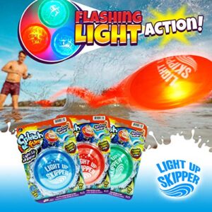 JA-RU Light Up Water Skipper Disc (1 Disc Toy) Water Hopper Bouncing Ball for Kids & Adult. Fun Summer Beach, Lake, & Swimming Pool Toys & Accessories. Outdoor Games. Easter Basket Stuffers. 862-1p