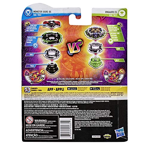 BEYBLADE Burst Rise Hypersphere Dual Pack Monster Ogre O5 and Engaard E5-2 Right-Spin Battling Top Toys, Ages 8 and Up