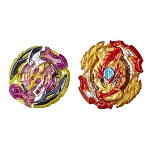 beyblade burst rise hypersphere dual pack lord spryzen s5 and roktavor r5 -- 1 right/left-spin and 1 right-spin battling top toy, 8 and up