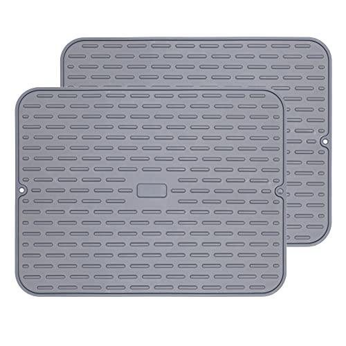 To encounter Silicone Dish Drying Mat -Large 17" x 13" - Set of 2 Flexible Rubber Drying Mat, Heat Resistant Silicone Trivet, Counter Top Mat, Dish Draining Mat, Sink Mat