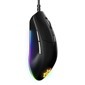 steelseries rival 3 gaming mouse - 8,500 cpi truemove core optical sensor - 6 programmable buttons - split trigger buttons - brilliant prism rgb lighting,black