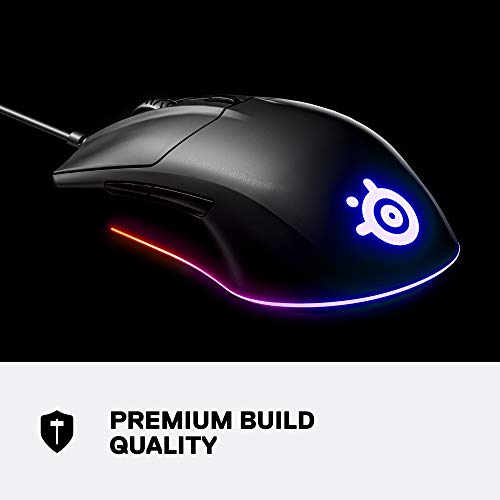 SteelSeries Rival 3 Gaming Mouse - 8,500 CPI TrueMove Core Optical Sensor - 6 Programmable Buttons - Split Trigger Buttons - Brilliant Prism RGB Lighting,Black