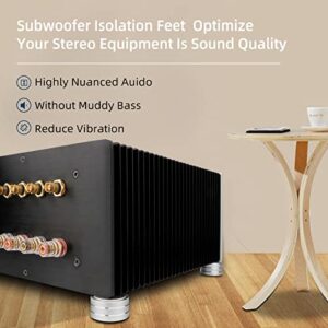 Monosaudio Isolation Feet HiFi Feet 4Pcs 40x20mm Aluminum Universal Turntable Feet with Non-Slip Rubber Rings No Need Adhesive for Audio,Speakers,Subwoofers,Home Theater,Turntable,DAC(Silver Color)