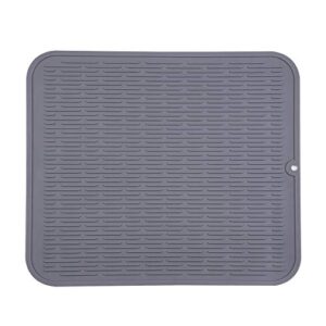 piduules eco-friendly silicone dish drying mat large reusable non-slipping and heat resistant dish quick drying pad, dishwasher safe, gray xl 18"x15.8"