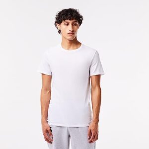 Lacoste mens Essentials 3 Pack 100% Cotton Slim Fit Crew Neck T-shirts Base Layer Top, White/Silver Chineblack, Large US