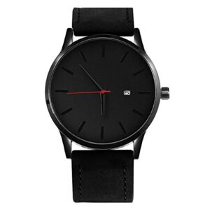 LsvtrUS Popular Low-Key Men's Quartz Wristwatch Minimalist Connotation Leather Watch (Black)