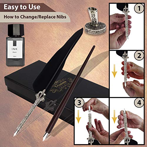 Calligraphy Set For Beginners, Calligraphy Pens for beginners, Calligraphy Pen Set, Calligraphy Kit for Beginners, feather pen, quill pen, quill and ink set, quill pen and ink set, Wooden pen and ink