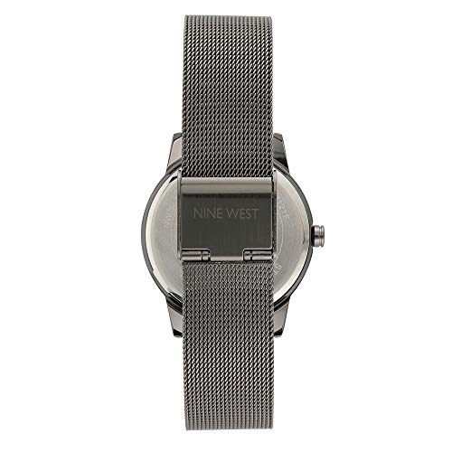 Nine West Women's Gunmetal and Silver-Tone Mesh Bracelet Watch, NW/2429FLGY