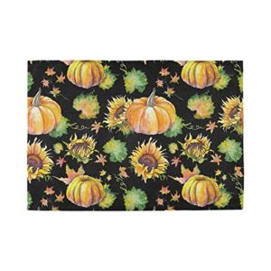 autumnof pumpkins sunflowers leaves branches placemats set of 6, double sides printing place mats for kitchen dining table non-slip decorative table mat washable