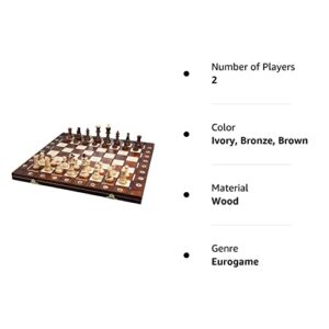 Handmade European Wooden Chess Set with 16 Inch Board and Hand Carved Chess Pieces