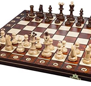 Handmade European Wooden Chess Set with 16 Inch Board and Hand Carved Chess Pieces