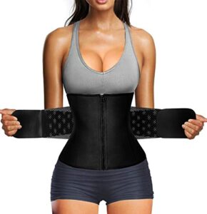 nebility women waist trainer belt tummy control waist cincher sport waist trimmer sauna sweat workout girdle slim belly band(xs,black)