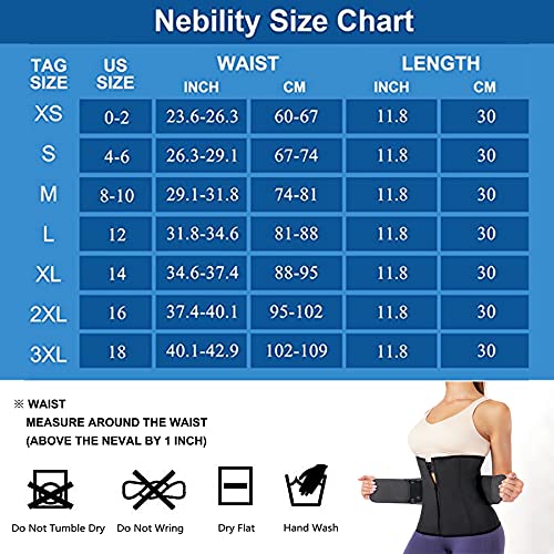 Nebility Women Waist Trainer Belt Tummy Control Waist Cincher Sport Waist Trimmer Sauna Sweat Workout Girdle Slim Belly Band(S,Black)
