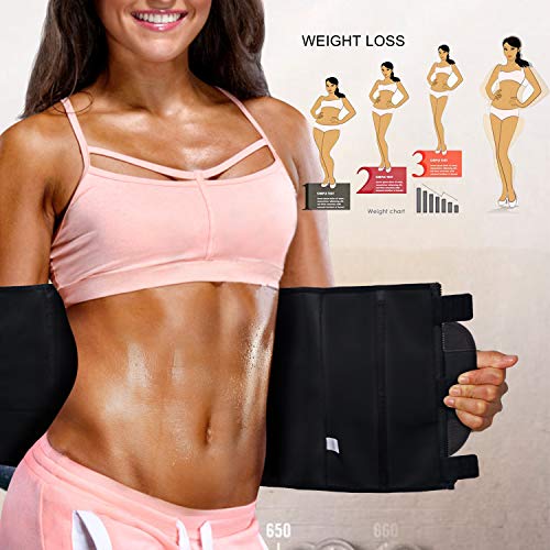 Nebility Women Waist Trainer Belt Tummy Control Waist Cincher Sport Waist Trimmer Sauna Sweat Workout Girdle Slim Belly Band(S,Black)