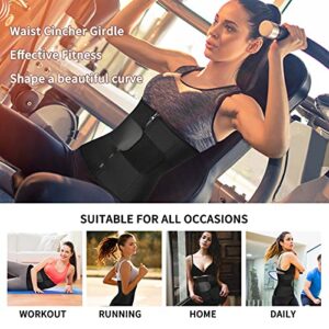 Nebility Women Waist Trainer Belt Tummy Control Waist Cincher Sport Waist Trimmer Sauna Sweat Workout Girdle Slim Belly Band(S,Black)