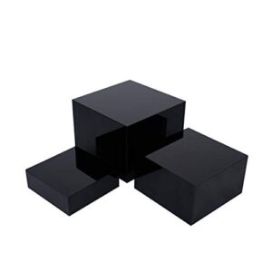 set of 3 glossy black acrylic cube display nesting risers with hollow bottoms