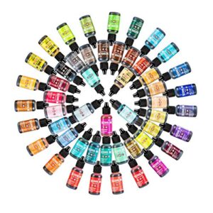 Ranger Tim Holtz Alcohol Ink Set, 24 Pack (Assorted Colors) .5oz | Alcohol Ink Blending Solution | Premium Brush Set for Alcohol Ink Paper | 1 Mini Spray Bottle