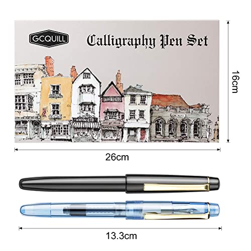 GC QUILL Calligraphy Set Fountain Pens 7 Different Size Nibs and 36 Assorted Ink Cartridges Kit for Calligraphy Lettering - Complete Easy Learning Set for Beginners F736