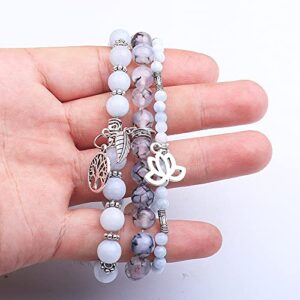 UEUC Tree of Life Yoga Healing Stone Bracelets,Multilayer Lotus Chakra Stone Reiki Bracelet Sets,Anxiety Crystal Natural Stone,for Women Stress Relief