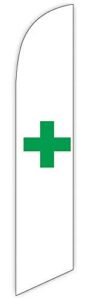 marijuana dispensary sign green cross (white) advertising feather flag 12ft -- replacement flag only (without poleset)