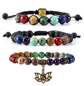 bivei chakra beaded bracelets for women - 8mm bead 7 chakra crystal healing bracelet with real stones anxiety meditation yoga gemstone jewelry
