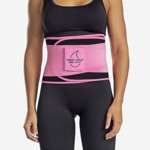 Sports Research Sweet Sweat 'Pro-Series' Waist Trimmer (Pink) with Adjustable Velcro Straps (XL/XXL)