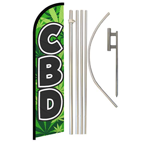 Infinity Republic - CBD Windless Full Sleeve Banner Swooper Flag & Pole Kit - Perfect for Businesses, Dispensaries, Smoke Shops, Markets etc!