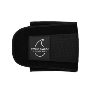 sweet sweat 'pro-series' waist trimmer (black) with adjustable velcro straps (medium/large)