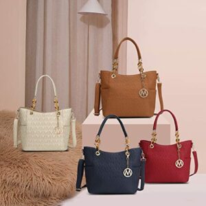 MKF Collection Shoulder Bag for Women, PU Leather Pocketbook Top-Handle Crossbody Purse Tote Satchel Handbag Mustard