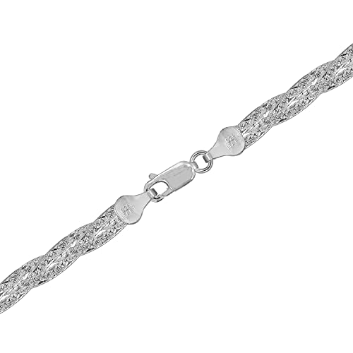 Amazon Collection 6mm Sterling Silver 7.25" Braided Patterned Bracelet