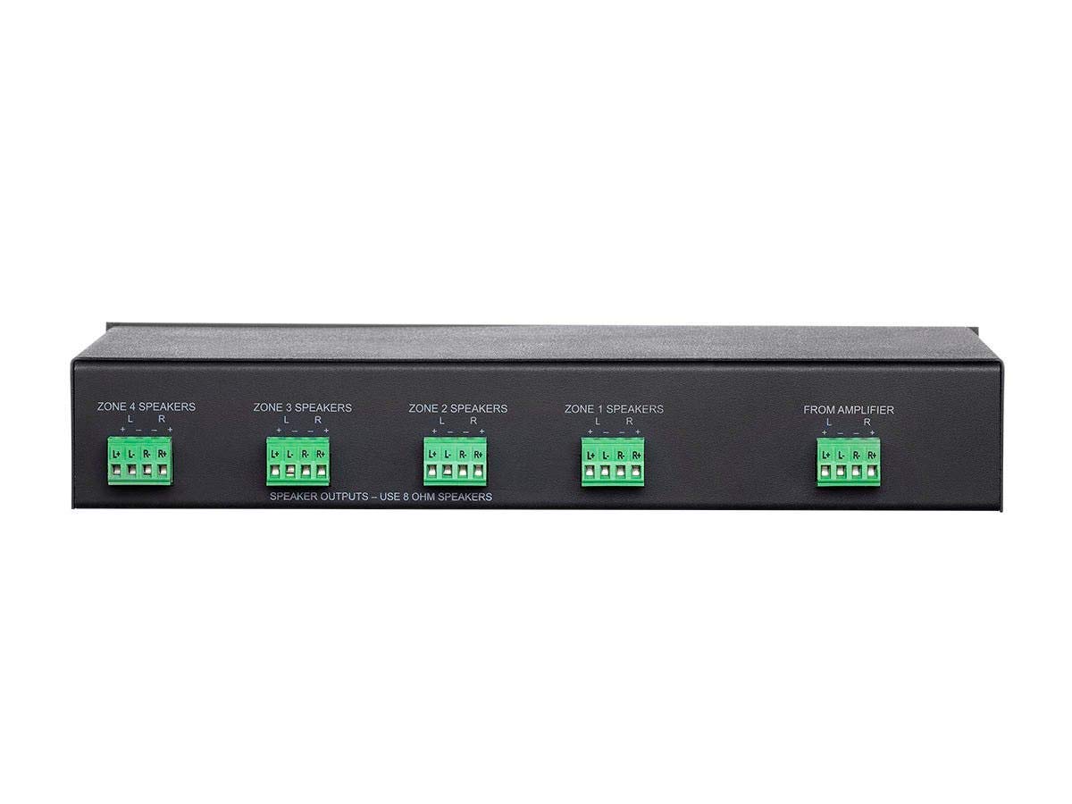 Monoprice SSVC-4.1 Single Input 4-Channel Speaker Selector with Volume Control, Impedance Protection, Individual Zone On/Off Buttons, Black, Model Number: 138159