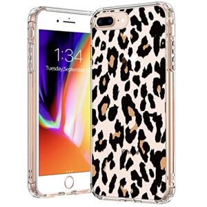 bicol iphone 8 plus case,iphone 7 plus case clear with design for girls women,12ft drop tested,slip resistant slim fit protective phone case for apple iphone 8 plus/7 plus leopard patterns