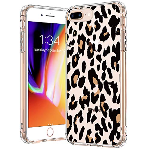 BICOL iPhone 8 Plus Case,iPhone 7 Plus Case Clear with Design for Girls Women,12ft Drop Tested,Slip Resistant Slim Fit Protective Phone Case for Apple iPhone 8 Plus/7 Plus Leopard Patterns