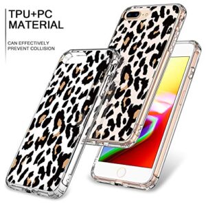 BICOL iPhone 8 Plus Case,iPhone 7 Plus Case Clear with Design for Girls Women,12ft Drop Tested,Slip Resistant Slim Fit Protective Phone Case for Apple iPhone 8 Plus/7 Plus Leopard Patterns