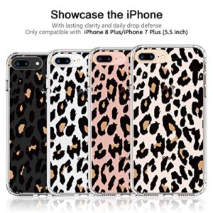 BICOL iPhone 8 Plus Case,iPhone 7 Plus Case Clear with Design for Girls Women,12ft Drop Tested,Slip Resistant Slim Fit Protective Phone Case for Apple iPhone 8 Plus/7 Plus Leopard Patterns