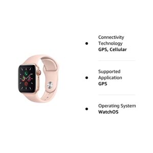 Apple Watch Series 5 (GPS + Cellular, 44MM) - Gold Aluminum Case with Pink Sand Sport Band (Renewed)