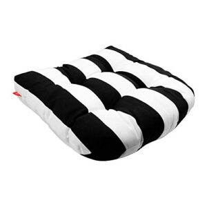 Pcinfuns Outdoor Seat Cushions,19"x19"x5" Thick Fill Tufted Cushions with Round Corner Patio Chair Pads,Water-Resistant Chair Cushion,Black White,Set of 2