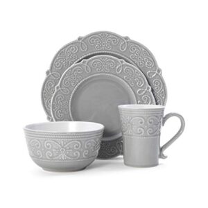 pfaltzgraff abby 16-piece dinnerware set, gray