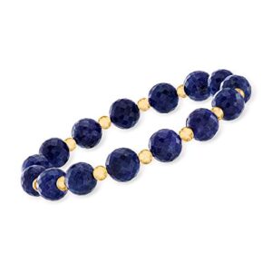 ross-simons 90.00 ct. t.w. gemstone bead stretch bracelet with 14kt yellow gold