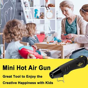 Mini Heat Gun, 350W 662°F Tiny Hot Air Gun Kit with Reflector Nozzle and Heat Shrink Tubing for Wire Connectors, Embossing Small Heat Gun for Epoxy Resin Vinyl Craft Candle Making, CUBEWAY